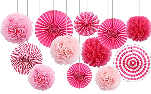 CC wonderland zone 12 Stück Rosa Seidenpapier Pompons und Hängende Papierfächer Set,Papier Seidenpompons und Papier Fächer für Party Deko CC wonderland zone 12 Stück Rosa Seidenpapier Pompons und Hängende Papierfächer Set,Papier Seidenpompons und Papier Fächer für Party Deko von CC wonderland zone