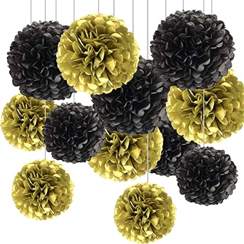 CC wonderland zone 12 Stück Schwarzer und Gold Seidenpapier Pompons,Papier Pom Poms Seidenpompons für Party Deko CC wonderland zone 12 Stück Schwarzer und Gold Seidenpapier Pompons,Papier Pom Poms Seidenpompons für Party Deko von CC wonderland zone