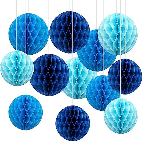 CC wonderland zone 12er Blau Papier Wabenbälle,Seidenpapier Honeycomb Balls for Party Dekoration(6inch&10inch) von CC wonderland zone