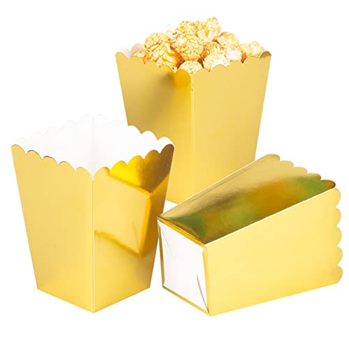 CC wonderland zone 24 Stück Popcorn Tüten Gold,Popcorn Boxen Klein,Mini Popcorn Behälter,Popcorn Kästen aus Papier für Partys von CC wonderland zone
