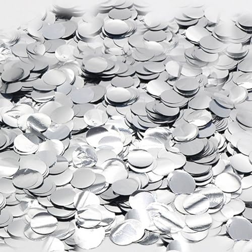 CC wonderland zone 50g Konfetti Metallic Silber(Φ1.5cm),Rund Tischkonfetti Silber für Party Hochzeit Dekoration von CC wonderland zone