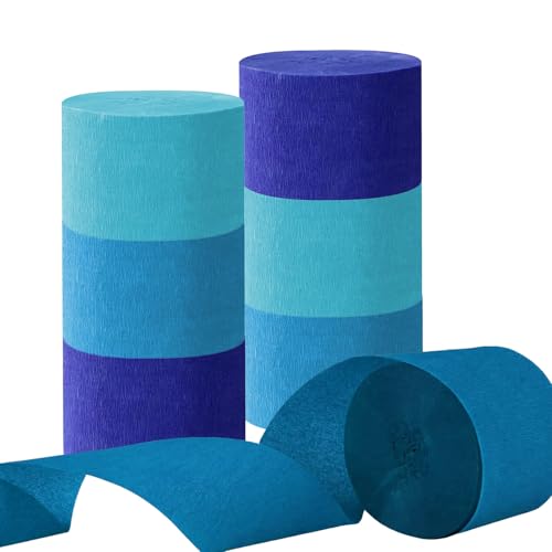 CC wonderland zone 6 Rolls Krepppapier Blau,Blau Kreppbänder for Party Feier Dekoration,jeweils 4.5CMx25M（Königsblau/Dunkelblau/Hellblau ） von CC wonderland zone