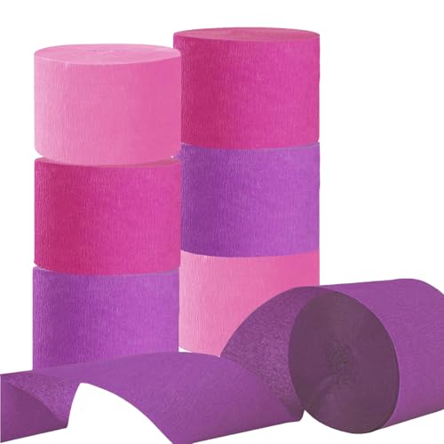 CC wonderland zone 6 Rolls Krepppapier Rosa,Kreppbänder for Party Feier Dekoration,jeweils 4.5CMx25M(Rosa/Rosarot/Hellviolett) von CC wonderland zone