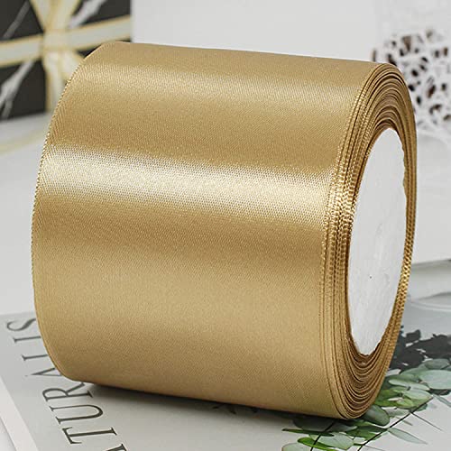 CC wonderland zone Satinband Gold 25m lang x 100mm breit Dekoration Geschenkband,Schleifenband Dekoband Stoffband für Hochzeit von CC wonderland zone