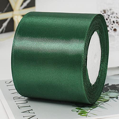 Satinband Dunkelgrün 25m lang x 100mm breit Dekoration Geschenkband,Schleifenband Dekoband Stoffband für Hochzeit von CC wonderland zone