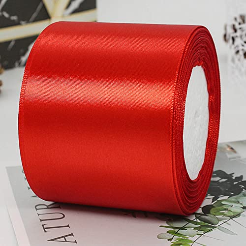 CC wonderland zone Satinband Rot(25m lang x 100mm breit) Dekoration Geschenkband,Schleifenband Dekoband Stoffband für Hochzeit von CC wonderland zone