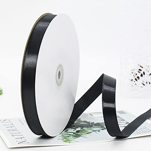 CC wonderland zone Satinband Schwarzer 91m lang x 10mm breit Dekoration Geschenkband,Schleifenband Dekoband Stoffband für Hochzeit von CC wonderland zone