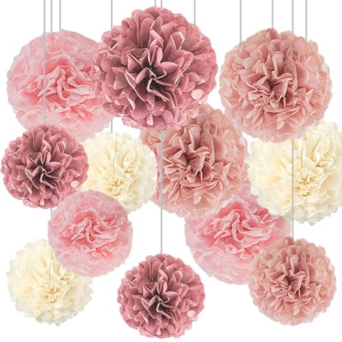 Hochzeit Deko,12 Stück Blush Rosa Roségold Hängende Papier Pom Poms für Pink,Bachelorette,Boho,Geburtstag Party Dekorationen Hochzeit Deko,12 Stück Blush Rosa Roségold Hängende Papier Pom Poms für Pink,Bachelorette,Boho,Geburtstag Party Dekorationen von CC wonderland zone