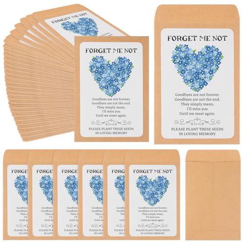 CCCYMM Vergissmeinnicht-Samen-Pakete, Gastgeschenke für Beerdigungen, Gedenkgeschenke für Gäste, Samen-Umschläge, Papiertüten, Lebensfeiern, Beerdigungsgeschenke, 100 Stück von CCCYMM