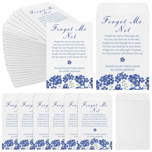 Vergissmeinnicht-Samen-Pakete, Gastgeschenke für Beerdigungen, Gedenkgeschenke für Gäste, ohne Samen, Umschläge aus Papier, Papiertüten, Lebensfeiern, Ideen, Beerdigungsgeschenke, 100 Stück von CCCYMM