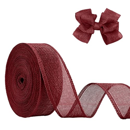 CCIJESW Burgunderrotes Juteband, 3,8 cm x 20 m, natürliches Leinen, gewebtes Band, DIY, handgefertigte Einfassung, Produktionskranz, Urlaubsdekoration, Geschenk, dunkelrotes Band für CCIJESW Burgunderrotes Juteband, 3,8 cm x 20 m, natürliches Leinen, gewebtes Band, DIY, handgefertigte Einfassung, Produktionskranz, Urlaubsdekoration, Geschenk, dunkelrotes Band für von CCIJESW