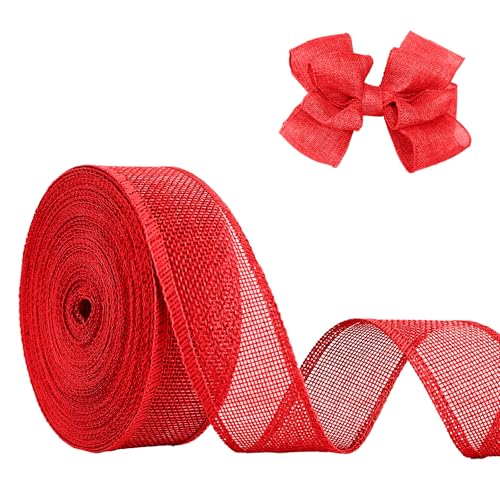 CCIJESW Rotes Juteband, 3,8 cm x 20 m, natürliches Leinen, gewebtes Band, DIY, handgefertigte Einfassung, Produktionskranz, Urlaubsdekoration, Geschenkband für Geschenkverpackungen, Jute-Leinenbänder CCIJESW Rotes Juteband, 3,8 cm x 20 m, natürliches Leinen, gewebtes Band, DIY, handgefertigte Einfassung, Produktionskranz, Urlaubsdekoration, Geschenkband für Geschenkverpackungen, Jute-Leinenbänder von CCIJESW