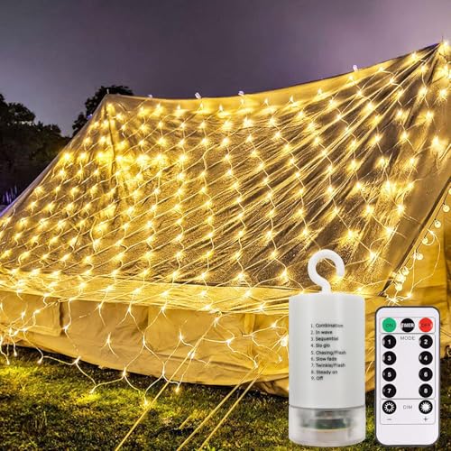 CCILAND 3 m x 2 m Batterienetz-Lichter, 200 LED-Netzlichter mit Fernbedienung, 8 Modi, Lichterkette für den Außenbereich, wasserdicht, dimmbar, für Hinterhof, Schlafzimmer, Decke, Terrasse, Baumdekor CCILAND 3 m x 2 m Batterienetz-Lichter, 200 LED-Netzlichter mit Fernbedienung, 8 Modi, Lichterkette für den Außenbereich, wasserdicht, dimmbar, für Hinterhof, Schlafzimmer, Decke, Terrasse, Baumdekor von CCILAND