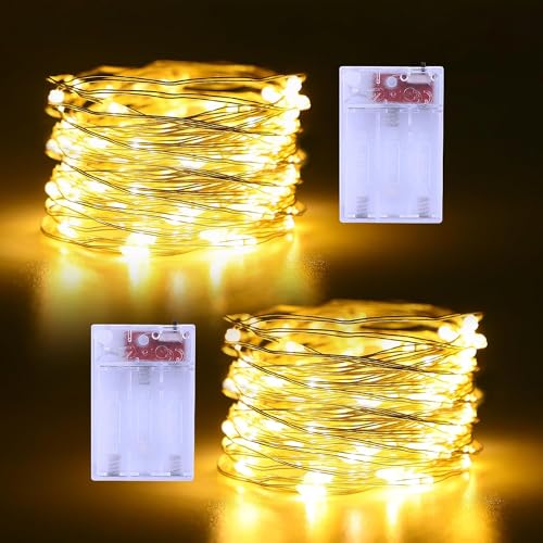 CCILAND Lichterkette batteriebetrieben, 5 m, 50 LEDs, Silberdraht, warmweiß, Mikro-Funkeln, wasserdicht, für Innen- und Außenbereich, Schlafzimmer, Hochzeit, Party, Flaschenbaum-Dekoration, 2 Stück CCILAND Lichterkette batteriebetrieben, 5 m, 50 LEDs, Silberdraht, warmweiß, Mikro-Funkeln, wasserdicht, für Innen- und Außenbereich, Schlafzimmer, Hochzeit, Party, Flaschenbaum-Dekoration, 2 Stück von CCILAND