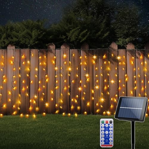 CCILAND Solar-Vorhanglichter für den Außenbereich, 10 m x 1 m, 500 LED-Vorhanglichter mit Fernbedienung, grüner Draht, Wasserfall-Lichterkette für Garten, Terrasse, Zaun, Pavillon, Dekoration, CCILAND Solar-Vorhanglichter für den Außenbereich, 10 m x 1 m, 500 LED-Vorhanglichter mit Fernbedienung, grüner Draht, Wasserfall-Lichterkette für Garten, Terrasse, Zaun, Pavillon, Dekoration, von CCILAND