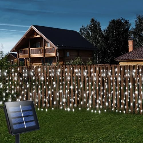 CCILAND Solar-Vorhanglichter für den Außenbereich, 6 m x 1 m, 300 LEDs, grüner Draht, Wasserfall-Lichterkette für Schlafzimmer, Garten, Terrasse, Pavillon, Dekoration, Kaltweiß CCILAND Solar-Vorhanglichter für den Außenbereich, 6 m x 1 m, 300 LEDs, grüner Draht, Wasserfall-Lichterkette für Schlafzimmer, Garten, Terrasse, Pavillon, Dekoration, Kaltweiß von CCILAND
