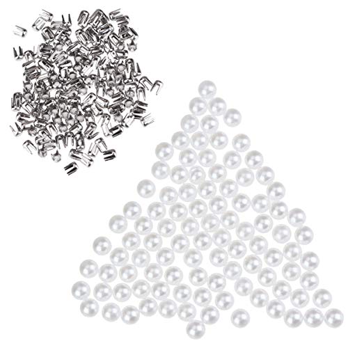 CCINEE 8 mm Doppelkappen-Nieten, runde Nietverschlüsse für Perlenstickerei, Basteldekorationen (8 mm Kappe, Silber) von CCINEE