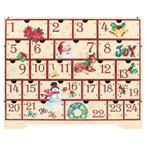 CCINEE Weihnachten Holz Adventskalender mit 24 Aufbewahrungsschubladen, Countdown bis Weihnachtsdekoration, Xmas 24 Tage Countdown Kalender 2025 Handbemalter nachfüllbarer Advent für Urlaubsdekoration CCINEE Weihnachten Holz Adventskalender mit 24 Aufbewahrungsschubladen, Countdown bis Weihnachtsdekoration, Xmas 24 Tage Countdown Kalender 2025 Handbemalter nachfüllbarer Advent für Urlaubsdekoration von CCINEE