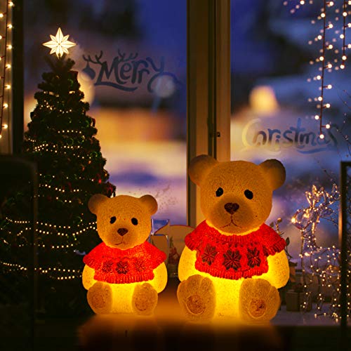 CCLIFE 3er Set LED Geschenkbox Weihnachten Weihnachtenbox Beleuchtete Lichterkette batteriebetrieb Weihnachtsdeko (2er Bär, Echtwachs, ohne Fernbedienung) von CCLIFE