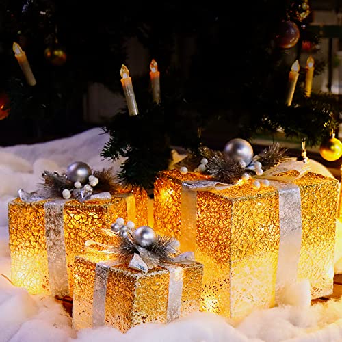 CCLIFE 3er Set LED Geschenkbox Weihnachten Weihnachtenbox Beleuchtete Lichterkette batteriebetrieb Weihnachtsdeko von CCLIFE