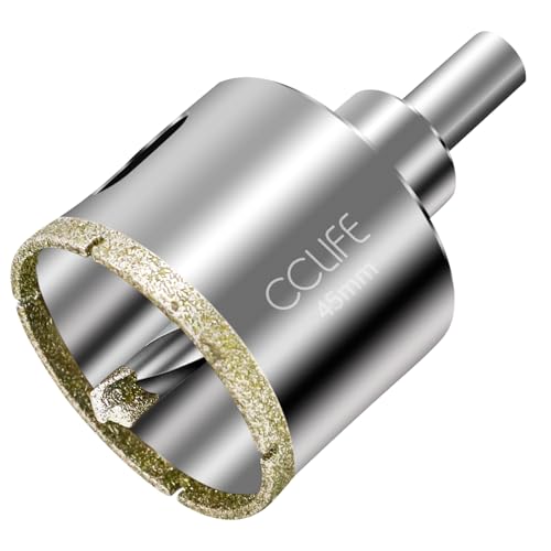 CCLIFE Diamantbohrer, 45mm Diamant Lochsäge mit Zentrierbohrer, 45# Kohlenstoffstahl, Glasbohrer mit Diamant-Beschichtung für Keramik, Granit, Glas CCLIFE Diamantbohrer, 45mm Diamant Lochsäge mit Zentrierbohrer, 45# Kohlenstoffstahl, Glasbohrer mit Diamant-Beschichtung für Keramik, Granit, Glas von CCLIFE