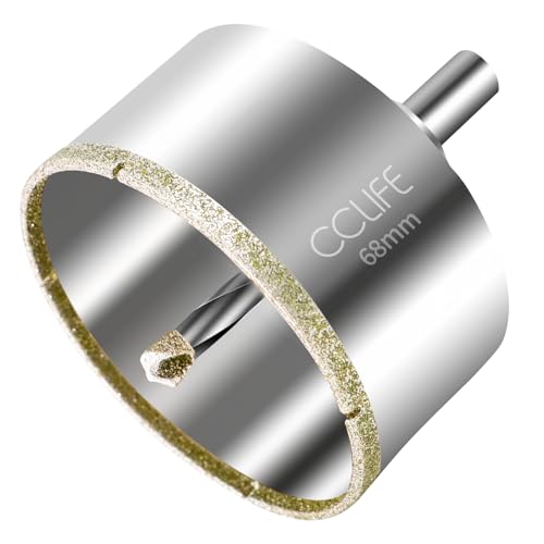CCLIFE Diamantbohrer, 68mm Diamant Lochsäge mit Zentrierbohrer, 45# Kohlenstoffstahl, Glasbohrer mit Diamant-Beschichtung für Keramik, Granit, Glas CCLIFE Diamantbohrer, 68mm Diamant Lochsäge mit Zentrierbohrer, 45# Kohlenstoffstahl, Glasbohrer mit Diamant-Beschichtung für Keramik, Granit, Glas von CCLIFE