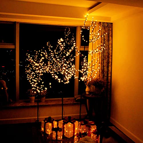 CCLIFE LED Kirschblütenbaum Baum Blütenbaum Weihnachtsbaum warmweiß kaltweiß ihnen außen Lichterdeko LED-Weihnachtsbaum, Farbe:Warmweiß, Größe:180cm von CCLIFE