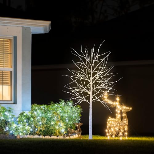 CCLIFE LED Lichterbaum 180cm, LED Baum mit Memory Funktion, Innen und Außen weihnachtsdeko, Birkenbaum Lichterdeko, Warmweiß, IP44, 200 LEDs Deko von CCLIFE