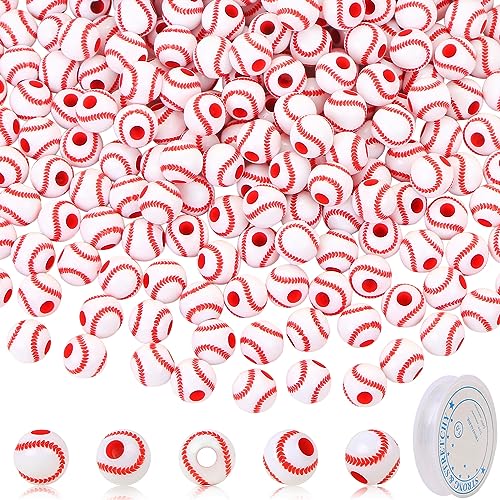 CCOZN Baseball-Perlen zur Schmuckherstellung, 12 mm, Sport-Acryl, Großpackung mit Box, Softball-Abstandshalter für Bastelarbeiten, Armbänder, Weiß, 150 Stück CCOZN Baseball-Perlen zur Schmuckherstellung, 12 mm, Sport-Acryl, Großpackung mit Box, Softball-Abstandshalter für Bastelarbeiten, Armbänder, Weiß, 150 Stück von CCOZN
