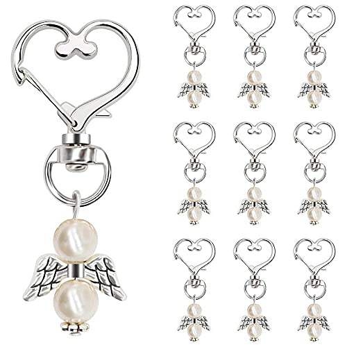 CCUCKY Perle Angel Schlüsselanhänger, 10 Stück Schutzengelflügel für Pflege Geschenke Baby begünstigt Hochzeitstaufe Party Mitbringsel von CCUCKY