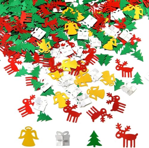 1800 Stück Weihnachten Neujahr Metallic Folie Konfetti Pailletten Tischkonfetti Helle Weihnachten und Neujahr Dekoration Set (D) von CCUUHJ