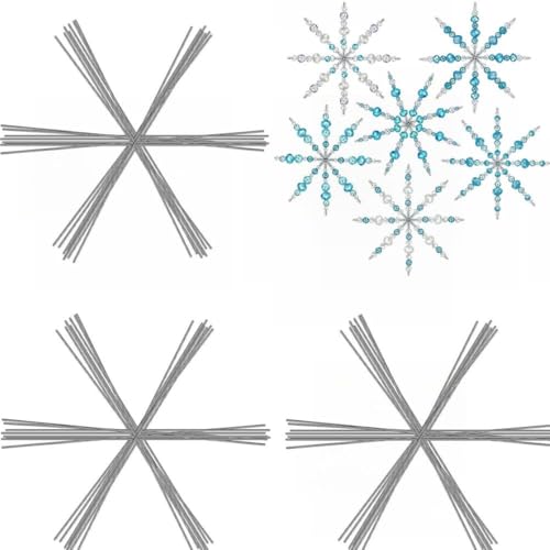 24Pcs Weihnachten Schneeflocke Draht Formen für DIY-Schmuck machen, Verpackung, Party, Winter-Dekorationen - Metall-Perlen-Draht Xmas Craft Supplies, 6inch (Silber, 15CM) von CCUUHJ