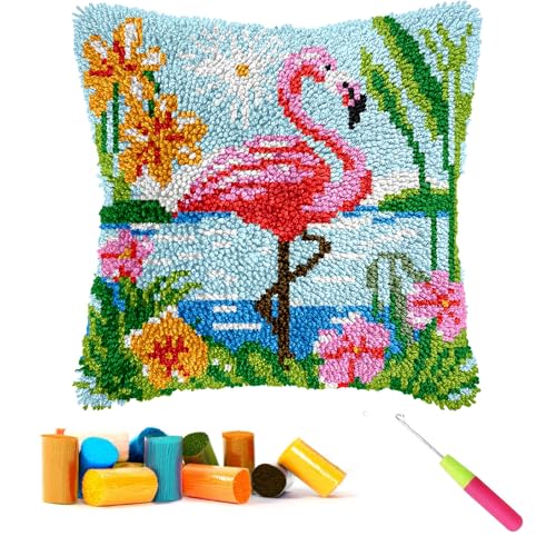 CCWORAN Flamingo Knüpfkissen-Set für Erwachsene, Anfänger, Kinder, Kissenbezug, Häkeln, Bastelsets, vorgedruckte Leinwand, Wolle, Garn, Hobbys, DIY, Sofa, Heimdekoration, Frauengeschenk, 7 CCWORAN Flamingo Knüpfkissen-Set für Erwachsene, Anfänger, Kinder, Kissenbezug, Häkeln, Bastelsets, vorgedruckte Leinwand, Wolle, Garn, Hobbys, DIY, Sofa, Heimdekoration, Frauengeschenk, 7 von CCWORAN