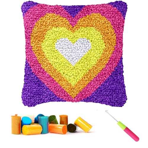 CCWORAN Knüpfhaken-Set in Herzform, für Erwachsene, Kissen, Anfänger, Bezug, Häkeln, Liebe, Regenbogen-Bastelsets, vorgedruckte Leinwand, Wolle, Garn, Hobbys, DIY, Sofa, Heimdekoration, CCWORAN Knüpfhaken-Set in Herzform, für Erwachsene, Kissen, Anfänger, Bezug, Häkeln, Liebe, Regenbogen-Bastelsets, vorgedruckte Leinwand, Wolle, Garn, Hobbys, DIY, Sofa, Heimdekoration, von CCWORAN