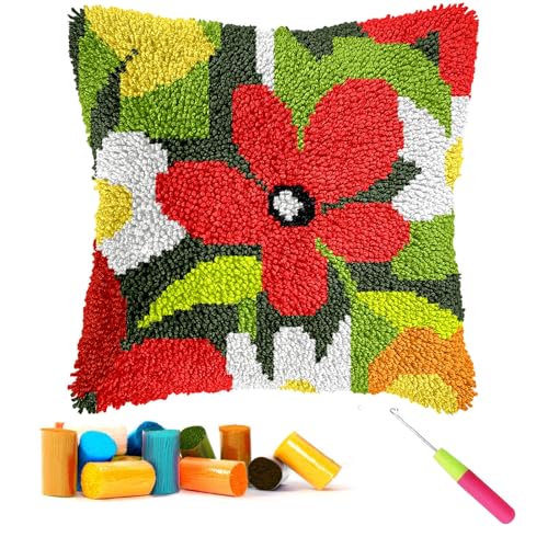 CCWORAN Knüpfhaken-Set mit Blumenmotiv für Erwachsene, Anfänger, Kissen, Bastelsets, Kissenbezug, Häkeln, vorgedruckt, Leinwand, Wolle, Garn, Hobbys, DIY, Sofa, Heimdekoration, Frauengeschenk CCWORAN Knüpfhaken-Set mit Blumenmotiv für Erwachsene, Anfänger, Kissen, Bastelsets, Kissenbezug, Häkeln, vorgedruckt, Leinwand, Wolle, Garn, Hobbys, DIY, Sofa, Heimdekoration, Frauengeschenk von CCWORAN