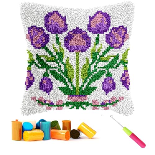 CCWORAN Knüpfhaken-Set mit Blumenmuster für Erwachsene, Anfänger, Kinder, Kissenbezug, Häkeln, Bastelsets, vorgedruckte Leinwand, Wolle, Garn, Hobbys, DIY, Sofa, Heimdekoration, Frauengeschenk, Blume CCWORAN Knüpfhaken-Set mit Blumenmuster für Erwachsene, Anfänger, Kinder, Kissenbezug, Häkeln, Bastelsets, vorgedruckte Leinwand, Wolle, Garn, Hobbys, DIY, Sofa, Heimdekoration, Frauengeschenk, Blume von CCWORAN