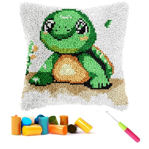 CCWORAN Knüpfhaken-Sets mit Cartoon-Schildkröte für Erwachsene und Anfänger, Kissen-Bastelsets, Kissenbezug, Häkeln, vorgedruckte Leinwand, Wolle, Garn, Hobbys, DIY, Sofa, Heimdekoration CCWORAN Knüpfhaken-Sets mit Cartoon-Schildkröte für Erwachsene und Anfänger, Kissen-Bastelsets, Kissenbezug, Häkeln, vorgedruckte Leinwand, Wolle, Garn, Hobbys, DIY, Sofa, Heimdekoration von CCWORAN