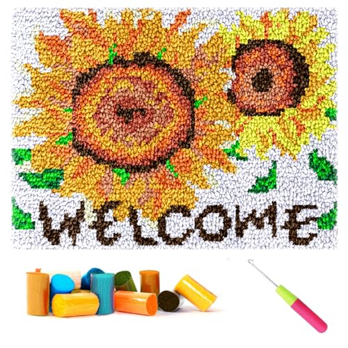 CCWORAN Knüpfhaken-Teppich-Sets für Erwachsene und Anfänger, DIY-Bastelteppich-Set, Apestry Kissen, Strickmatte, Leinwand, Wolle, Garn, Stoffdekorationen, Heimgeschenk, Kinder, Frauen, Sonnenblume 3 CCWORAN Knüpfhaken-Teppich-Sets für Erwachsene und Anfänger, DIY-Bastelteppich-Set, Apestry Kissen, Strickmatte, Leinwand, Wolle, Garn, Stoffdekorationen, Heimgeschenk, Kinder, Frauen, Sonnenblume 3 von CCWORAN