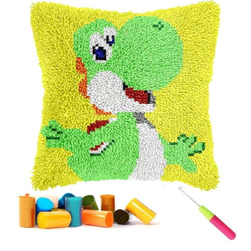 CCWORAN Knüpfkissen-Set mit Cartoon-Dinosaurier-Motiv für Erwachsene, Anfänger, Kinder, Kissenbezug, Häkeln, Bastelsets, vorgedruckte Leinwand, Wolle, Garn, Hobbys, DIY, Sofa, Heimdekoration, CCWORAN Knüpfkissen-Set mit Cartoon-Dinosaurier-Motiv für Erwachsene, Anfänger, Kinder, Kissenbezug, Häkeln, Bastelsets, vorgedruckte Leinwand, Wolle, Garn, Hobbys, DIY, Sofa, Heimdekoration, von CCWORAN