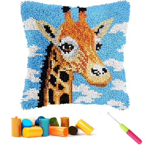 CCWORAN Knüpfkissen-Set mit Giraffen-Motiv für Erwachsene, Anfänger, Kinder, Tier-Kissenbezug, Häkel-Bastelsets, vorgedruckte Leinwand, Wolle, Garn, Hobbys, DIY, Sofa, Heimdekoration, Frauengeschenk 2 CCWORAN Knüpfkissen-Set mit Giraffen-Motiv für Erwachsene, Anfänger, Kinder, Tier-Kissenbezug, Häkel-Bastelsets, vorgedruckte Leinwand, Wolle, Garn, Hobbys, DIY, Sofa, Heimdekoration, Frauengeschenk 2 von CCWORAN