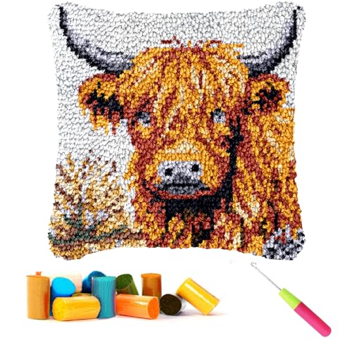 CCWORAN Knüpfkissen-Set mit Highland-Kuh-Motiv, für Erwachsene, Anfänger, Kinder, Tier-Kissenbezüge, Häkeln, Bastelsets, vorgedruckte Leinwand, Wolle, Garn, Hobbys, DIY, Sofa, Heimdekoration, Frauen, CCWORAN Knüpfkissen-Set mit Highland-Kuh-Motiv, für Erwachsene, Anfänger, Kinder, Tier-Kissenbezüge, Häkeln, Bastelsets, vorgedruckte Leinwand, Wolle, Garn, Hobbys, DIY, Sofa, Heimdekoration, Frauen, von CCWORAN