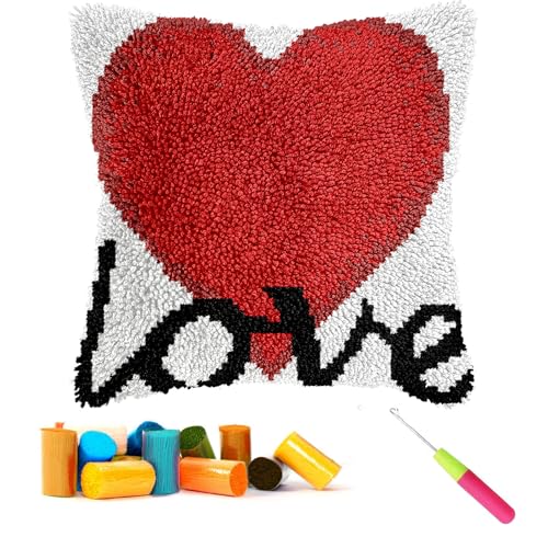CCWORAN Love Knüpfkissen-Set für Erwachsene, Anfänger, Kinder, Kissenbezug, Häkeln, Bastelsets, vorgedruckte Leinwand, Wolle, Garn, Hobbys, DIY, Sofa, Heimdekoration, Frauengeschenk CCWORAN Love Knüpfkissen-Set für Erwachsene, Anfänger, Kinder, Kissenbezug, Häkeln, Bastelsets, vorgedruckte Leinwand, Wolle, Garn, Hobbys, DIY, Sofa, Heimdekoration, Frauengeschenk von CCWORAN