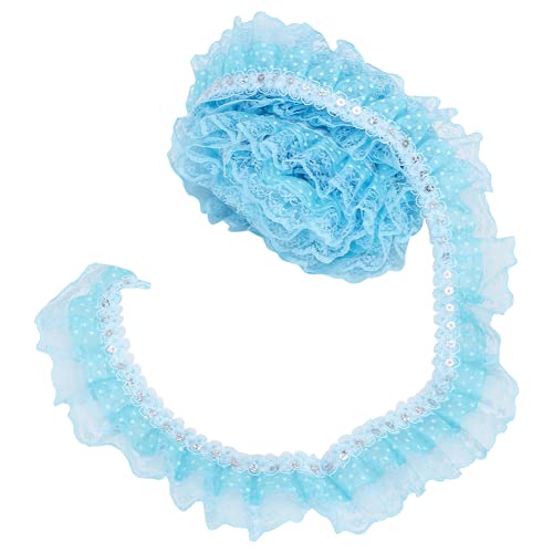 CCYLEZ DIY-Spitzenband, 45 mm, Druckpunkte, Plissee, Mesh, Polyester-Seiden-Spitzenband, für Hochzeitsdekorationen, Sammelalben(Blau) von CCYLEZ