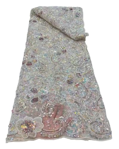 4,5 M, Strapazierfähiger Stoff For Hochzeitskleider, Perlenröhrenstickerei, Wunderschöne Stickerei, Mehrfarbiger Spitzenstoff Mit Perlen(6) von CCZRD