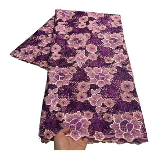 5 Yard Französisch Spitze Mit Pailletten Afrikanische Tüll Schnur Spitze Net Bestickt Stoff For Hochzeit(1) von CCZRD