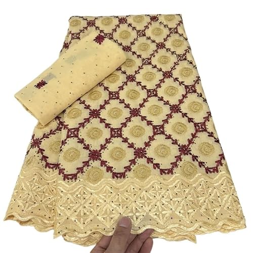 5 Yard Mit Schal Schweizer Spitzenstoff Trockenspitzenstickerei Afrikanische Baumwollstoffe Schweizer Voilespitze Dubai-Stil(0) von CCZRD