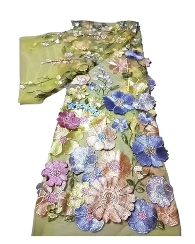 5 Yards 3D Dreidimensionale Applikation Stickerei Stoff Einseitige Positionierung Volle Länge Spitze Stoff Mesh Kleid Zubehör(17) von CCZRD
