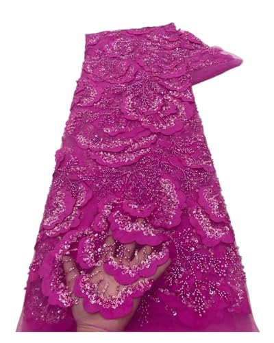 5 Yards 3D Dreidimensionale verschlüsselte Rosenstickerei Satin Satin Perlenschlauch Brautkleid Party Performance Kleid Stoff(Rosy) von CCZRD