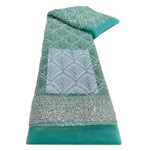 5 Yards Afrikanische Muschelperlen-Stickerei Pailletten-Stickerei Stoff Hochzeitskleid Französische Schwere Spitzenstoffe(1) von CCZRD