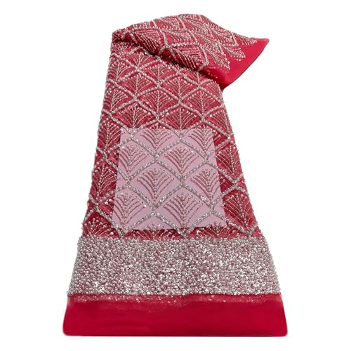 5 Yards Afrikanische Muschelperlen-Stickerei Pailletten-Stickerei Stoff Hochzeitskleid Französische Schwere Spitzenstoffe(4) von CCZRD